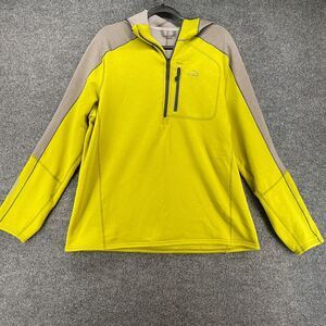 LL Bean Sweater Mens XL Yellow 1/4 Zip Pullover‎ Casual Outdoor Hoodie Hooded